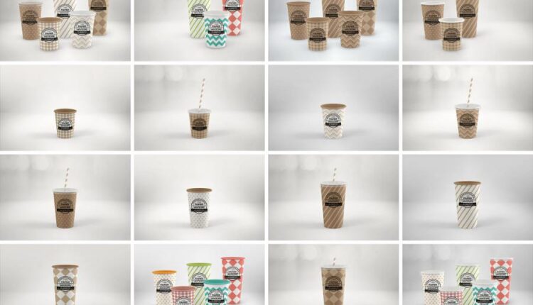 مجموعه موکاپ بسته بندی کاغذی   Paper Food Packaging Mockup