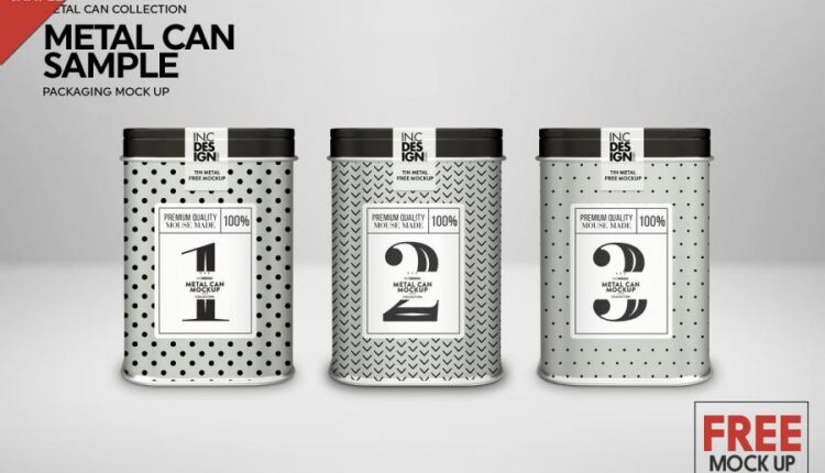 مجموعه فوق العاده موکاپ بسته بندی فلزی   Metal Mockup