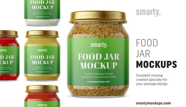 موکاپ لیبل بسته بندی شیشه غذا   Food Jar Mockups