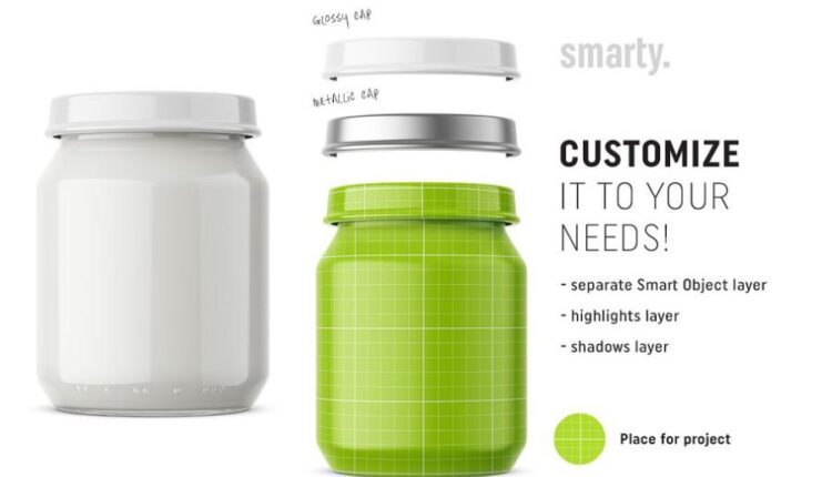 موکاپ لیبل بسته بندی شیشه غذا   Food Jar Mockups