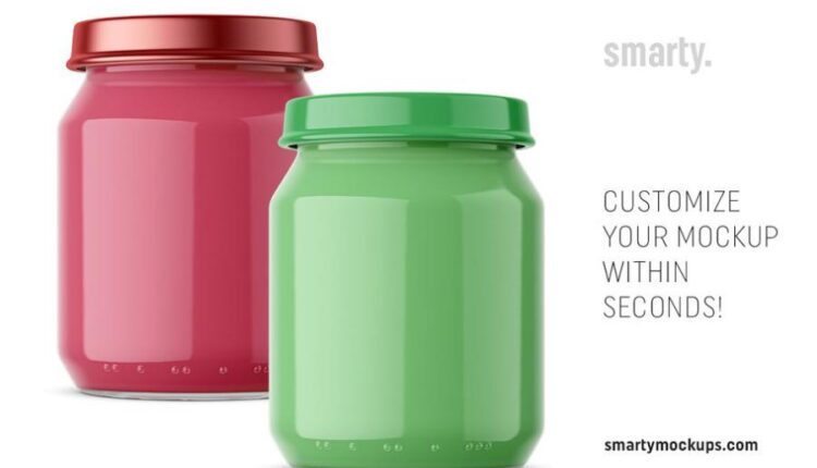موکاپ لیبل بسته بندی شیشه غذا   Food Jar Mockups