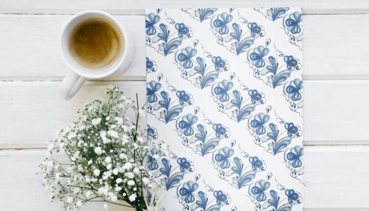 تصاویر PNG آبرنگی گل های آبی   Gzhel watercolor clipart