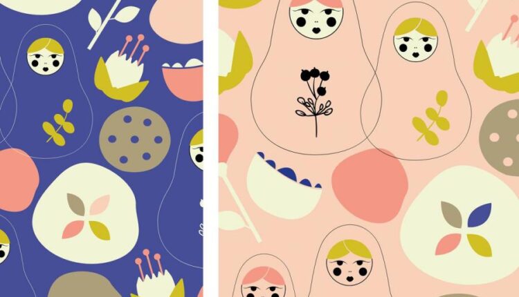 پترن رنگی عروسک روسی ماتروشکا   Matryoshka Dolls Pattern