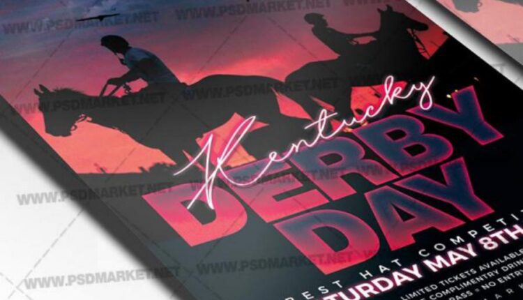 فایل لایه باز تراکت مسابقه اسب سواری   Kentucky derby flyer