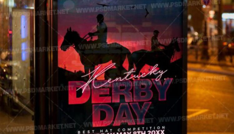 فایل لایه باز تراکت مسابقه اسب سواری   Kentucky derby flyer