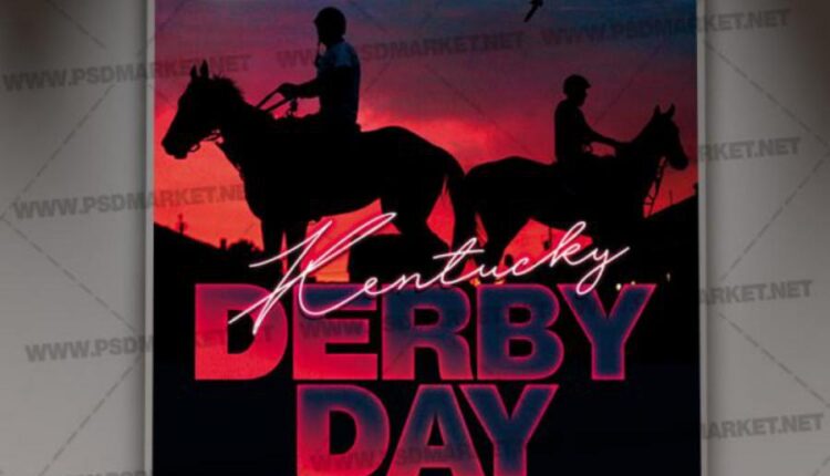 فایل لایه باز تراکت مسابقه اسب سواری   Kentucky derby flyer