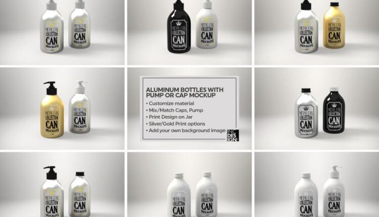 مجموعه فوق العاده موکاپ بسته بندی فلزی   Metal Mockup