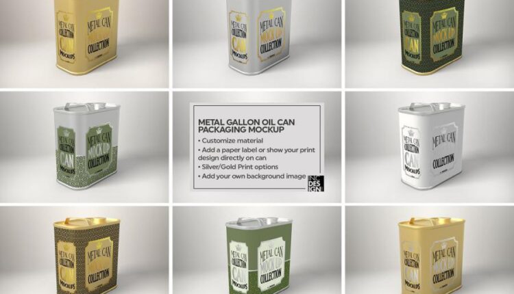 مجموعه فوق العاده موکاپ بسته بندی فلزی   Metal Mockup