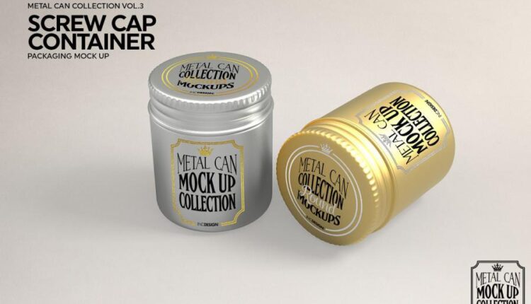 مجموعه فوق العاده موکاپ بسته بندی فلزی   Metal Mockup