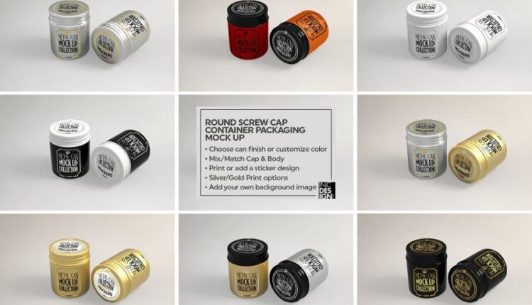 مجموعه فوق العاده موکاپ بسته بندی فلزی   Metal Mockup