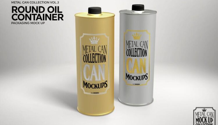 مجموعه فوق العاده موکاپ بسته بندی فلزی   Metal Mockup