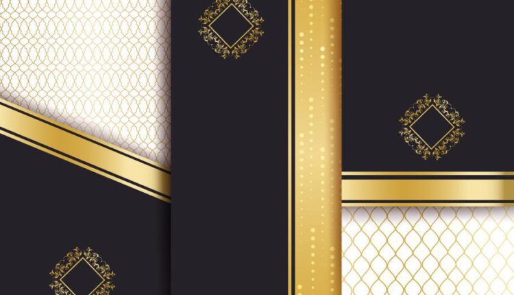 وکتور های هندسی و انتزاعی گل طلایی   decor golden background