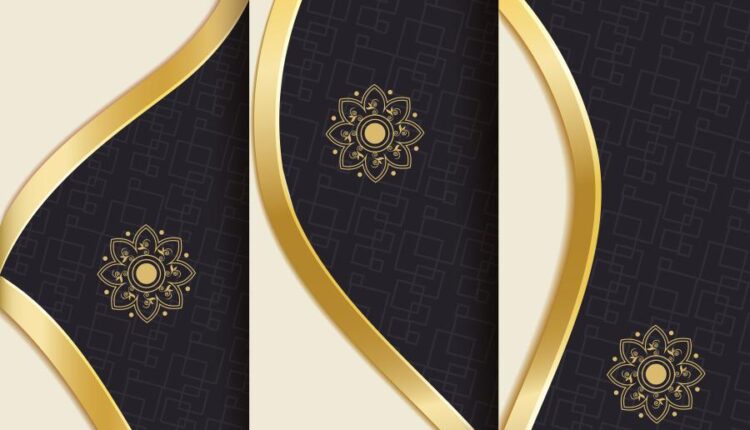 وکتور های هندسی و انتزاعی گل طلایی   decor golden background