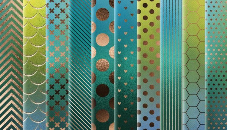 20 تکسچر بسیار زیبا سبز و طلایی   Iridescent Foil Textures