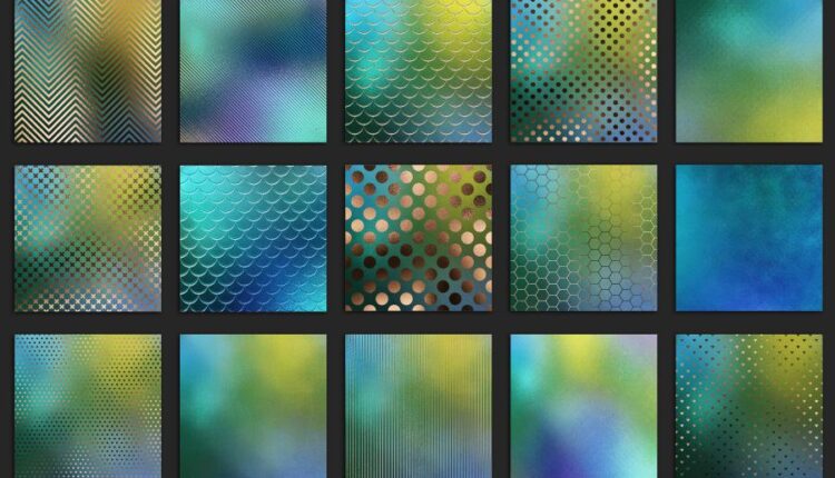 20 تکسچر بسیار زیبا سبز و طلایی   Iridescent Foil Textures