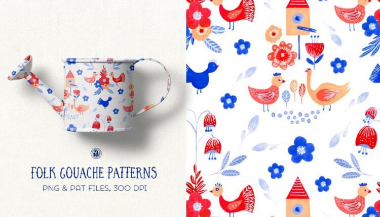 تصاویر PNG و پترن محلی با تکنیک گواش   Gouache Patterns