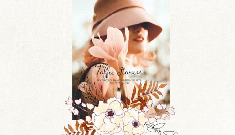 تصاویر png گل های آبرنگی تافی   Watercolor Toffee Flowers