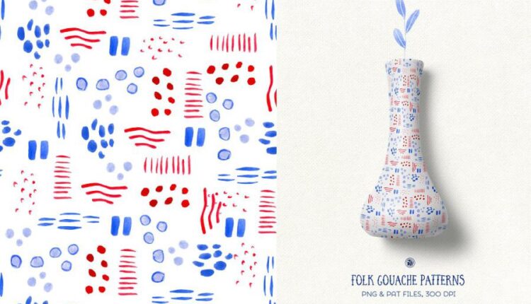 تصاویر PNG و پترن محلی با تکنیک گواش   Gouache Patterns