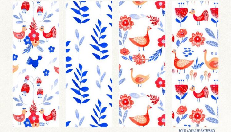 تصاویر PNG و پترن محلی با تکنیک گواش   Gouache Patterns