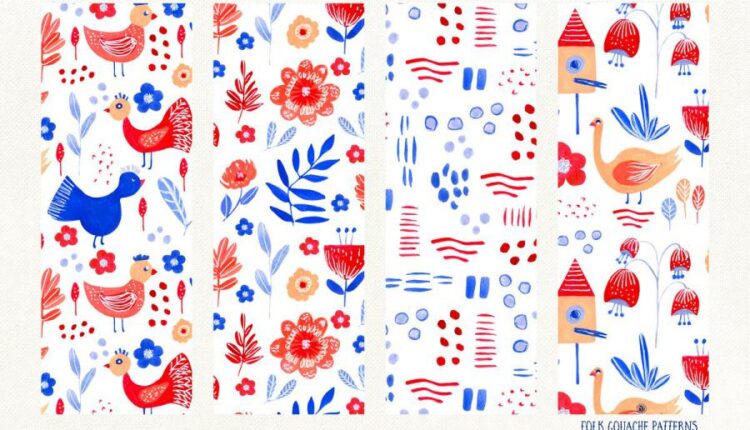 تصاویر PNG و پترن محلی با تکنیک گواش   Gouache Patterns