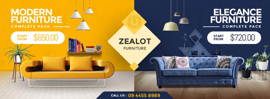 فایل لایه باز هدر سایت و فیس بوک با موضوع فروشگاه مبلمان