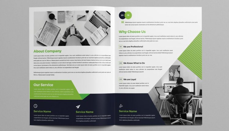 فایل لایه باز کاتالوگ تجاری   Bifold Brochure