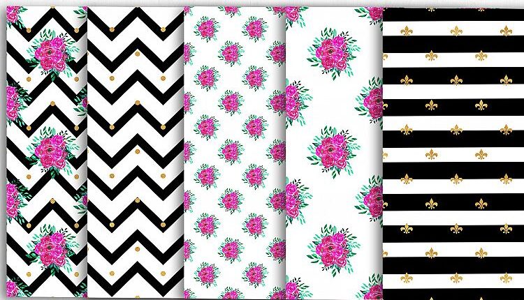 مجموعه پترن های زیبا و لوکس   Wedding Digital Paper , Patterns