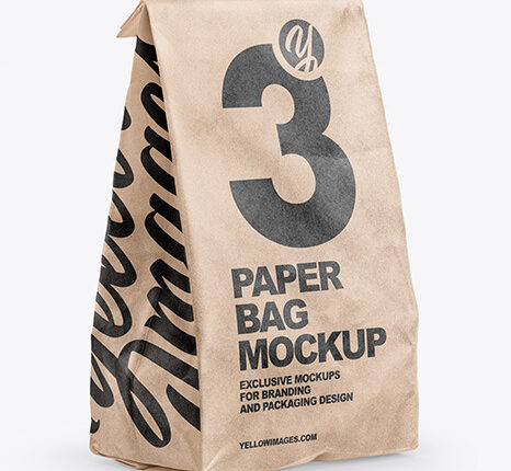 موکاپ بسته بندی غذا با کاغذ کرافت   Kraft Food Bag Mockup