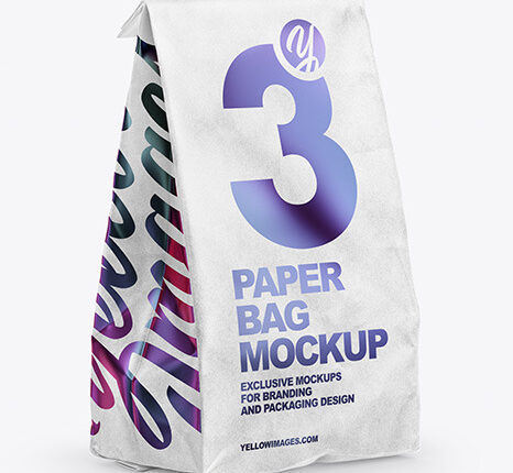 موکاپ بسته بندی غذا با کاغذ کرافت   Kraft Food Bag Mockup