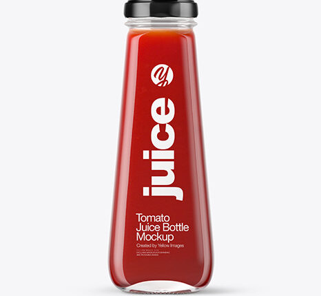 موکاپ بسته بندی شیشه ای سس گوجه فرنگی   Tomato Juice Mockup