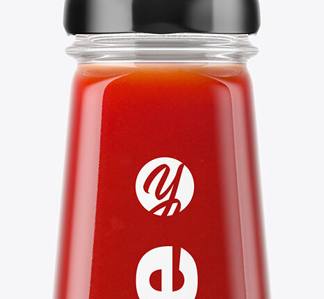 موکاپ بسته بندی شیشه ای سس گوجه فرنگی   Tomato Juice Mockup