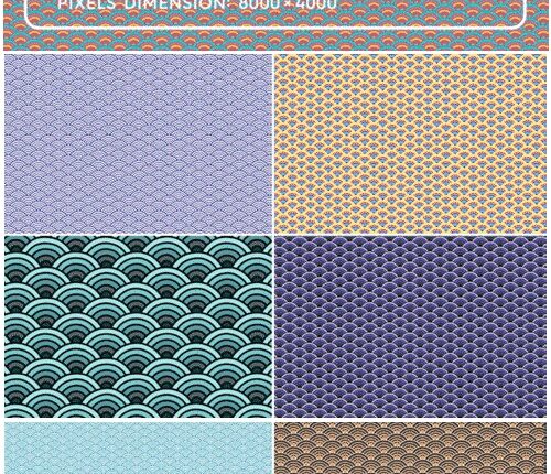 20 تکسچر پولک ماهی   Seigaiha Background Textures