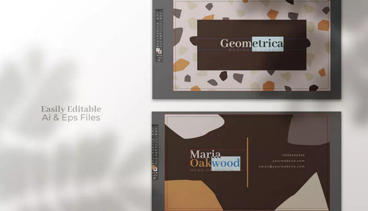 کارت ویزیت لایه باز با طرح انتزاعی   Abstract Business Card