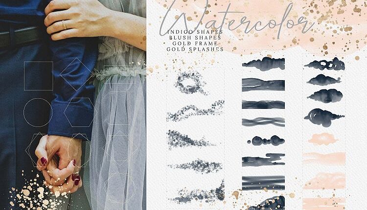 81 تصویر png آبرنگی دستی   Dreamy Indigo and Blush Jungle