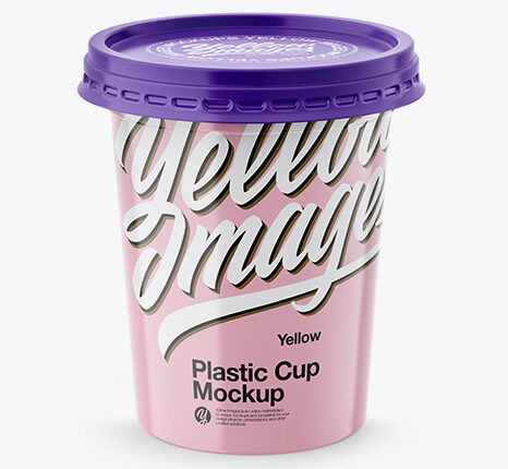 موکاپ لیوان پلاستیکی 500 گرمی   500g Plastic Cup Mockup