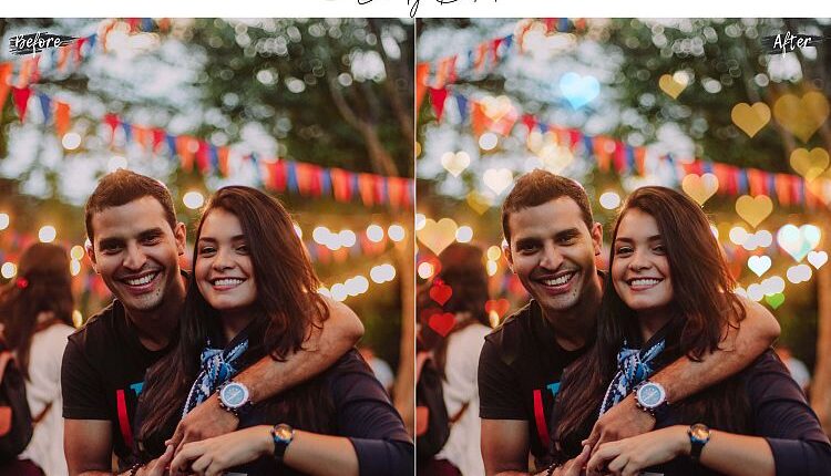 60 افکت نوری قلب عاشقانه   Lovely lights Effect Photo