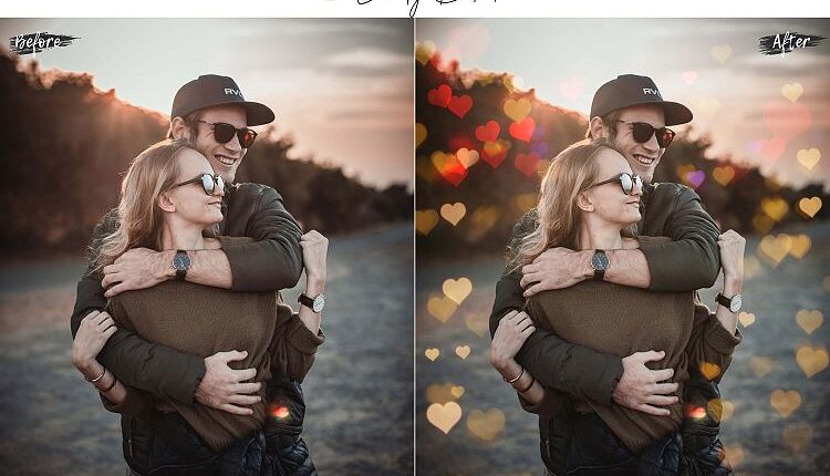 60 افکت نوری قلب عاشقانه   Lovely lights Effect Photo