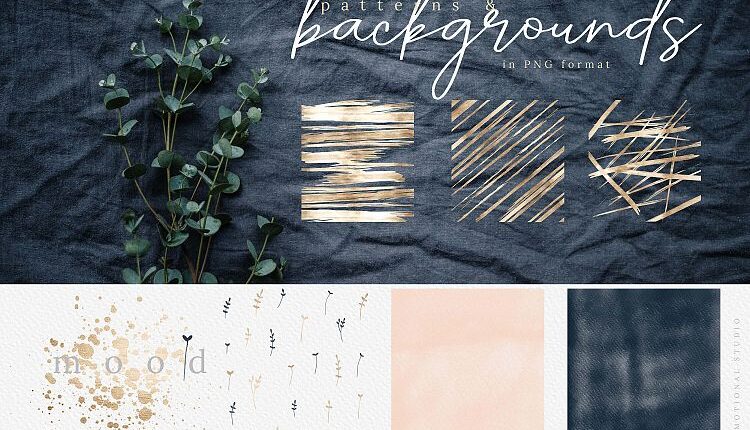 81 تصویر png آبرنگی دستی   Dreamy Indigo and Blush Jungle