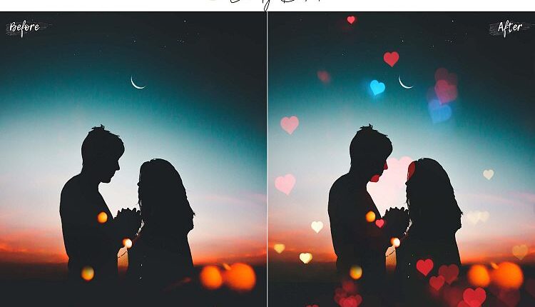 60 افکت نوری قلب عاشقانه   Lovely lights Effect Photo