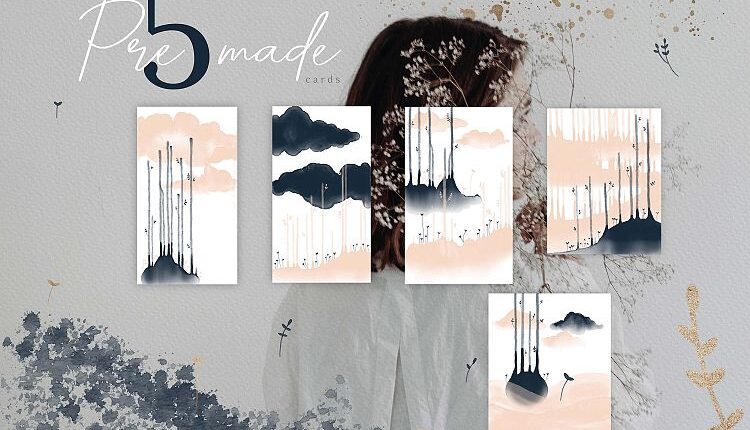 81 تصویر png آبرنگی دستی   Dreamy Indigo and Blush Jungle