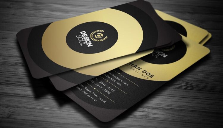 فایل لایه باز کارت ویزیت خلاقانه طلایی   Gold Business Card