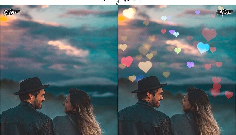 60 افکت نوری قلب عاشقانه   Lovely lights Effect Photo