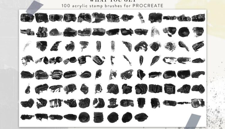 براش لکه های رنگی اکریلیک   Abstract Procreate Stamps