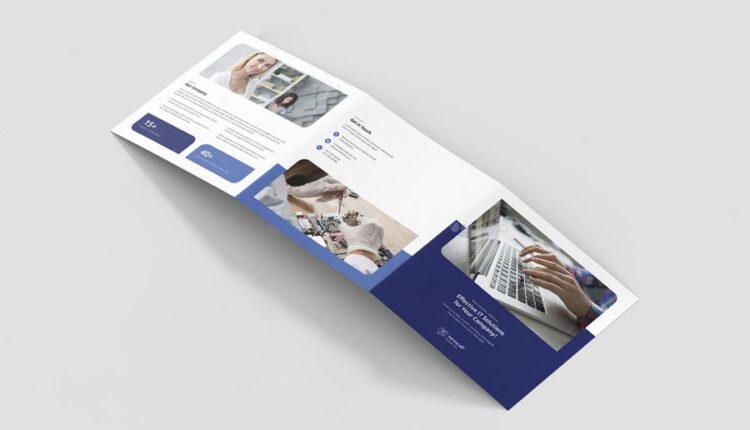 طرح لایه باز بروشور سه لت شرکت کامپیوتری   Brochure IT Services