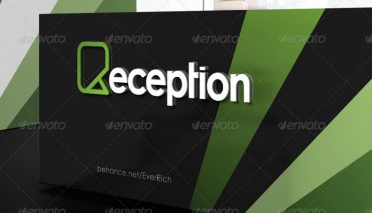 موکاپ لوگو در طراحی داخلی پذیرش ساختمان   Mock up Logo 3D