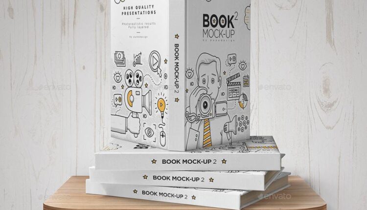 موکاپ کتاب با جلد گالینگور   Book Mock Up Set