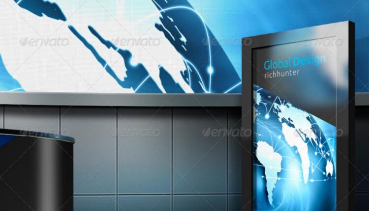 موکاپ لوگو در طراحی داخلی پذیرش ساختمان   Mock up Logo 3D