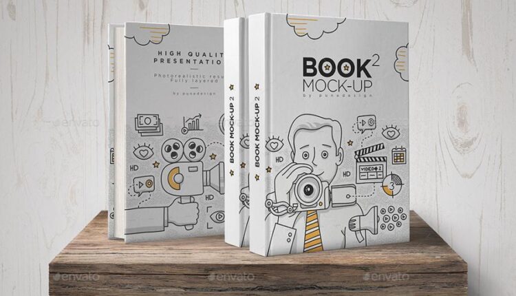موکاپ کتاب با جلد گالینگور   Book Mock Up Set