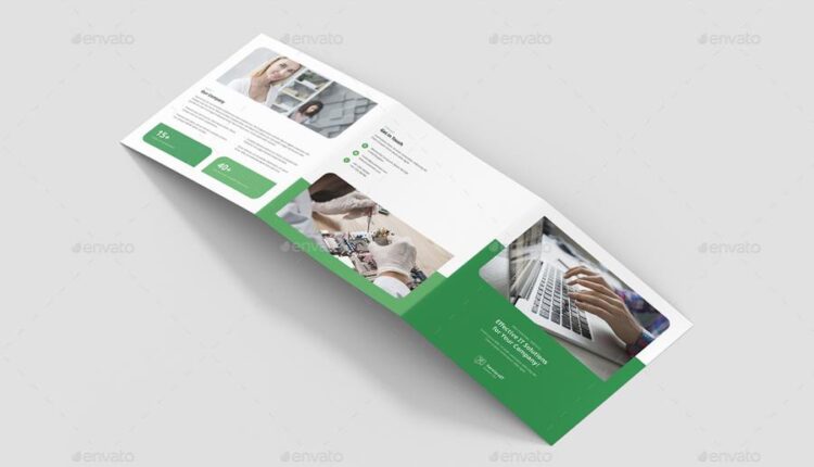 طرح لایه باز بروشور سه لت شرکت کامپیوتری   Brochure IT Services