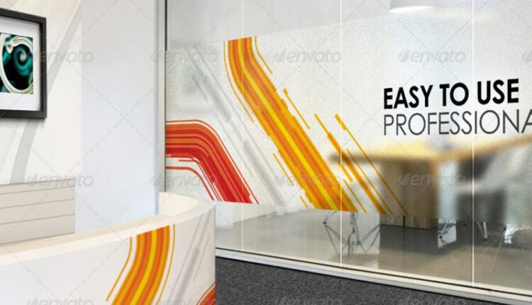 موکاپ لوگو در طراحی داخلی پذیرش ساختمان   Mock up Logo 3D